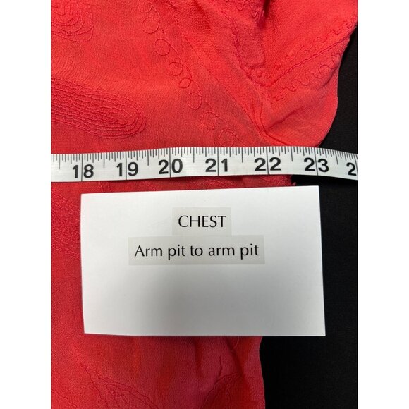 Chicos Womens 2 US 12 Coral Flowy Embroidered Sheer Long Sleeve Lightweight Top - Picture 5 of 11